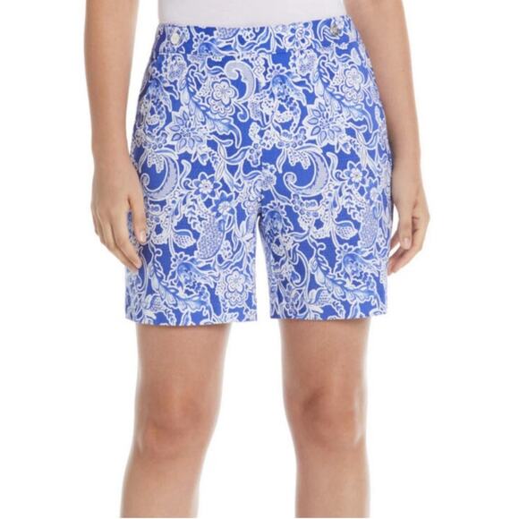 Rafaella Blue and White Floral print pull on shorts 12 NWOT - Picture 3 of 11
